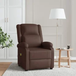 vidaXL Sillón de masaje cuero sintético marrón Marr&oacute;n Clearance