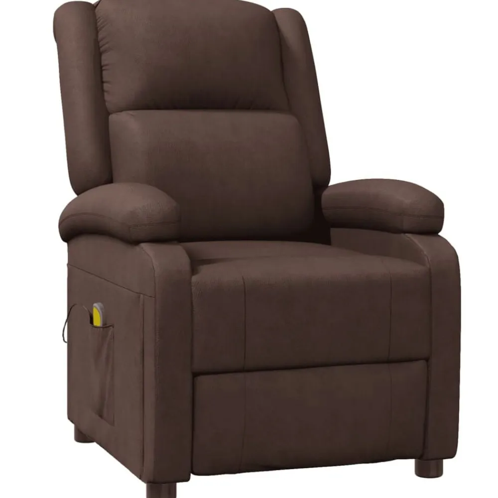 vidaXL Sillas-Sillón de masaje cuero sintético marrón