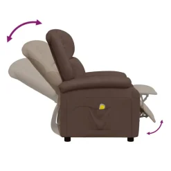 vidaXL Sillas-Sillón de masaje cuero sintético marrón