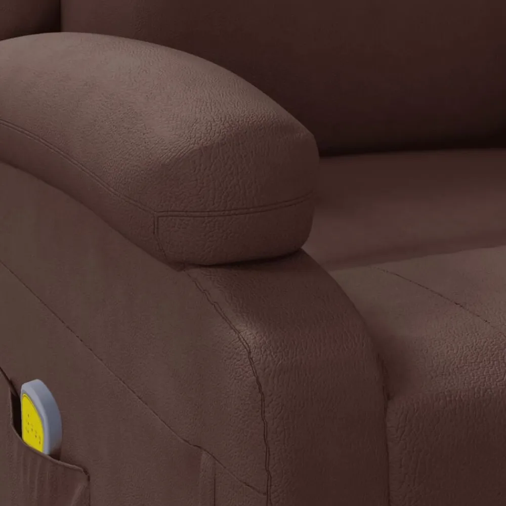 vidaXL Sillas-Sillón de masaje cuero sintético marrón