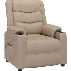 vidaXL Sillas-Sillón de masaje de cuero sintético color