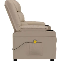 vidaXL Sillas-Sillón de masaje de cuero sintético color