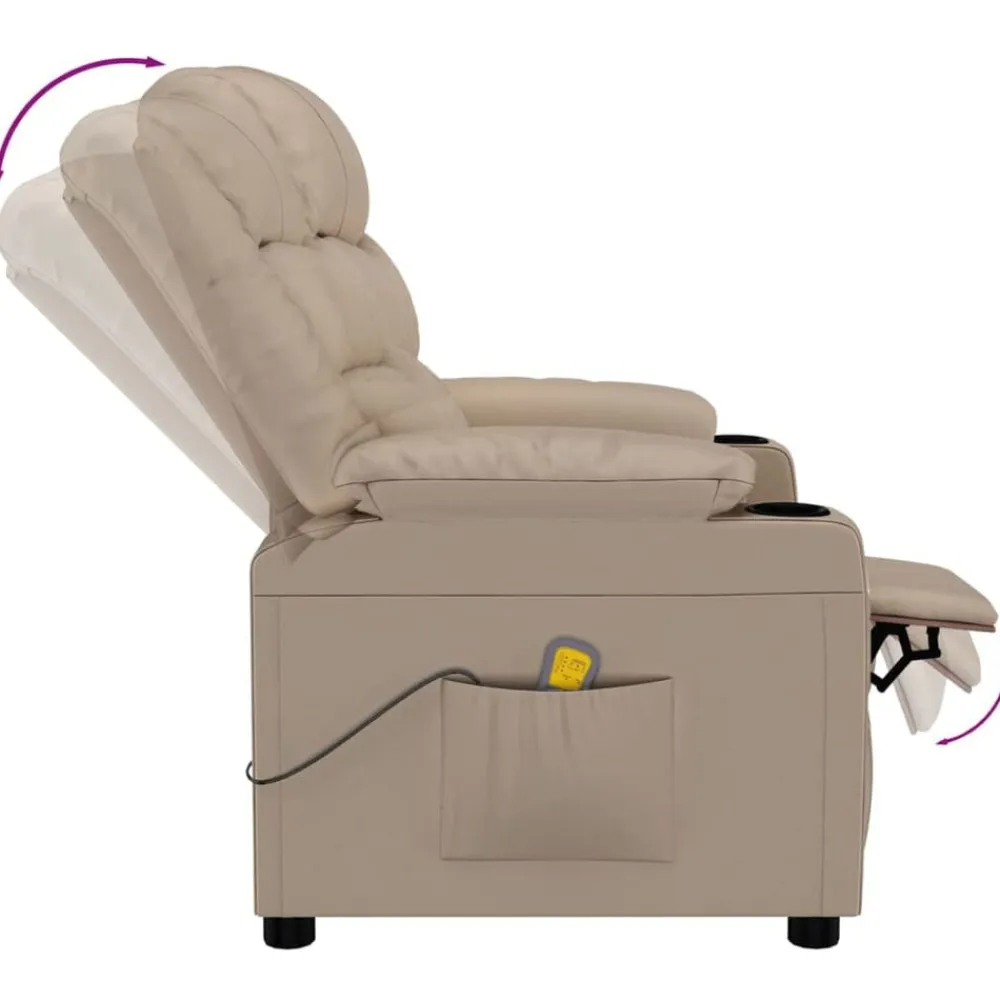 vidaXL Sillas-Sillón de masaje de cuero sintético color