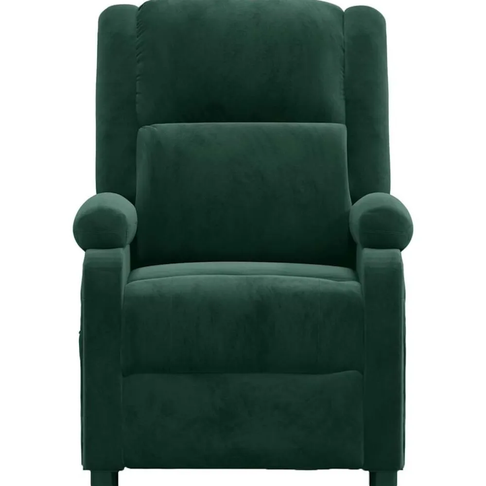 vidaXL Sillón de masaje de terciopelo Verde oscuro