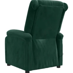 vidaXL Sillón de masaje de terciopelo Verde oscuro