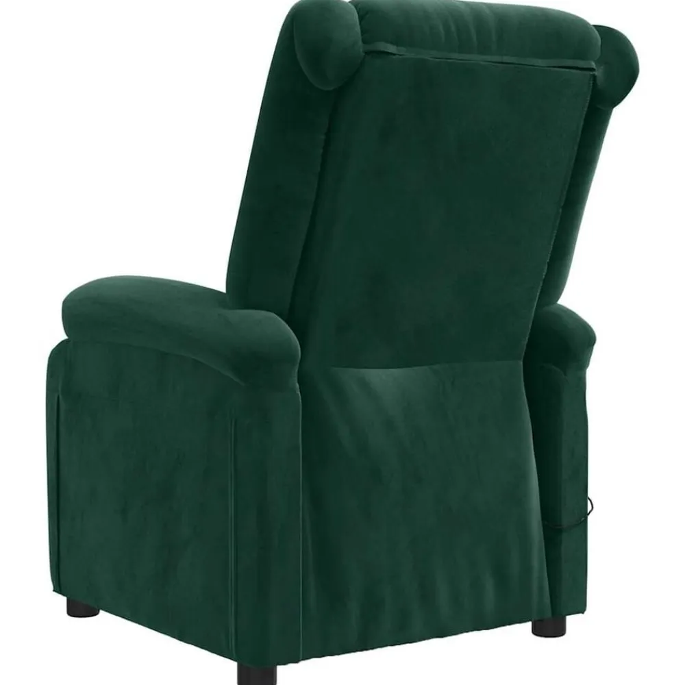 vidaXL Sillón de masaje de terciopelo Verde oscuro