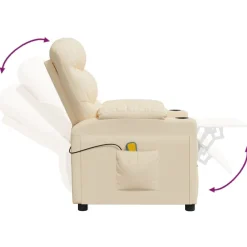 vidaXL Sillón de masaje de tela color Crema