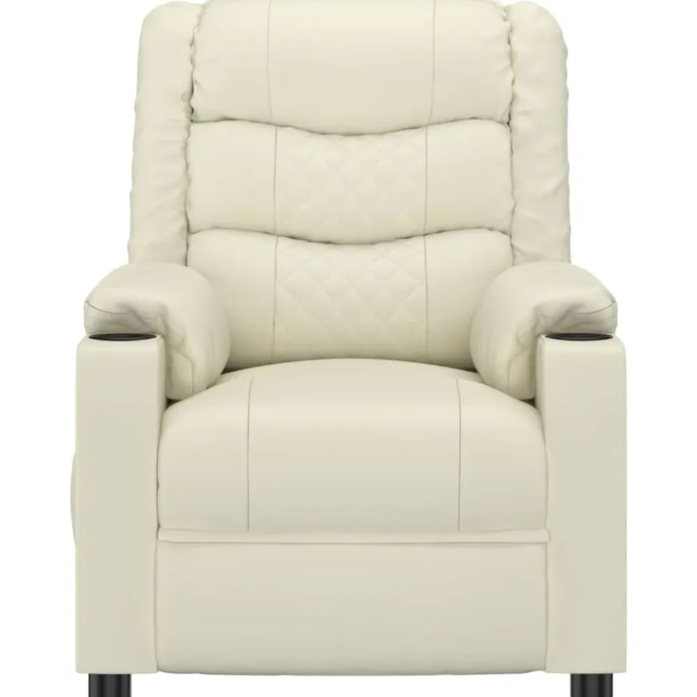 vidaXL Sillas-Sillón de masaje de cuero sintético crema