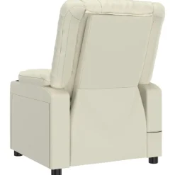 vidaXL Sillas-Sillón de masaje de cuero sintético crema
