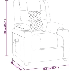 vidaXL Sillas-Sillón de masaje de cuero sintético crema