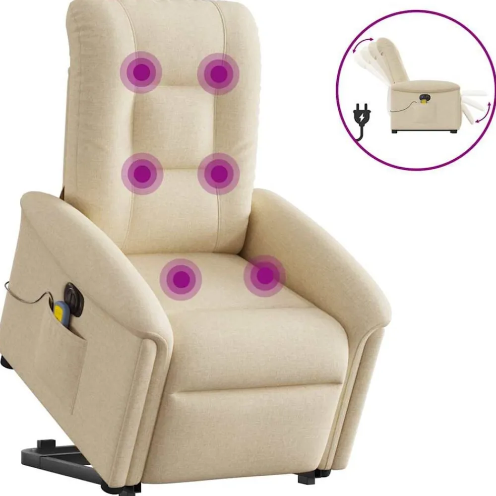 vidaXL Sillas-Sillón de masaje eléctrico reclinable elevable tela