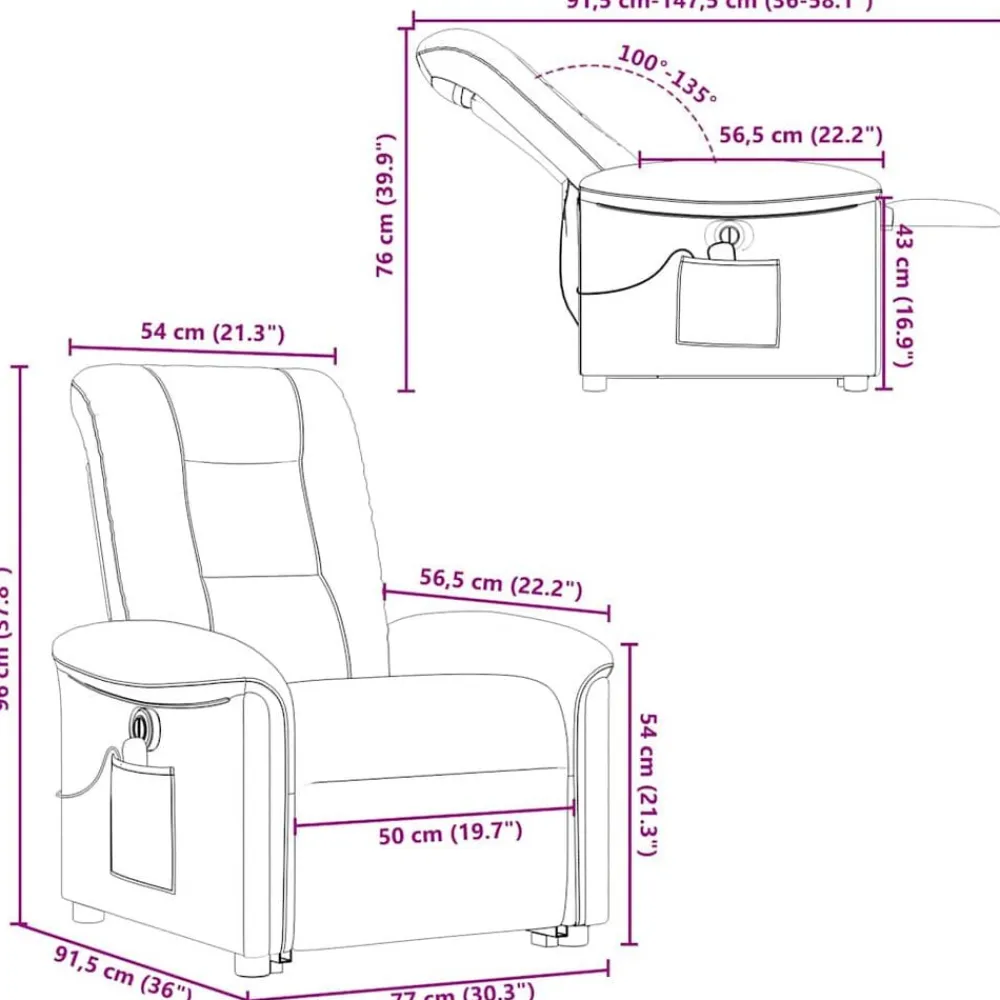 vidaXL Sillas-Sillón de masaje eléctrico reclinable elevable tela