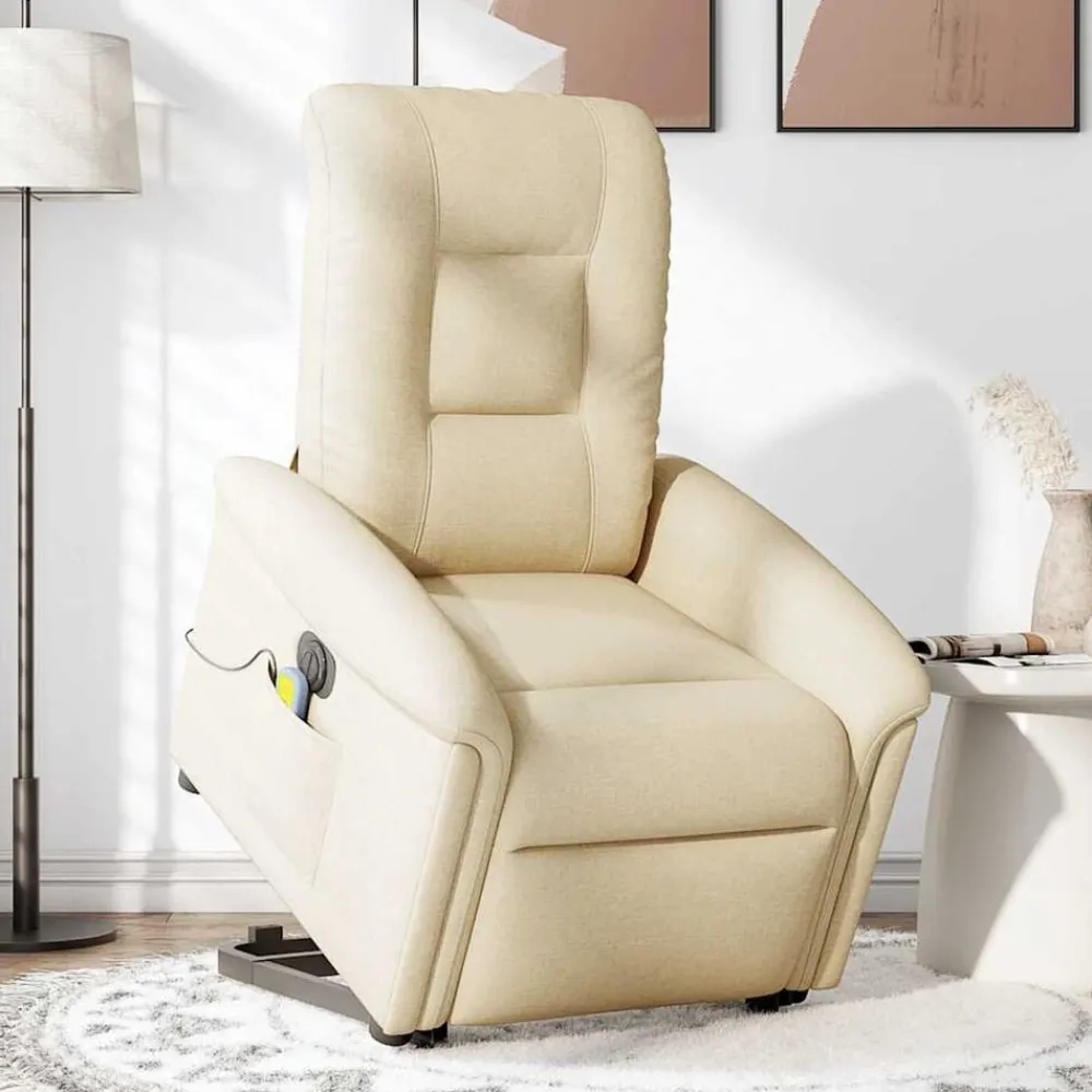 vidaXL Sillas-Sillón de masaje eléctrico reclinable elevable tela