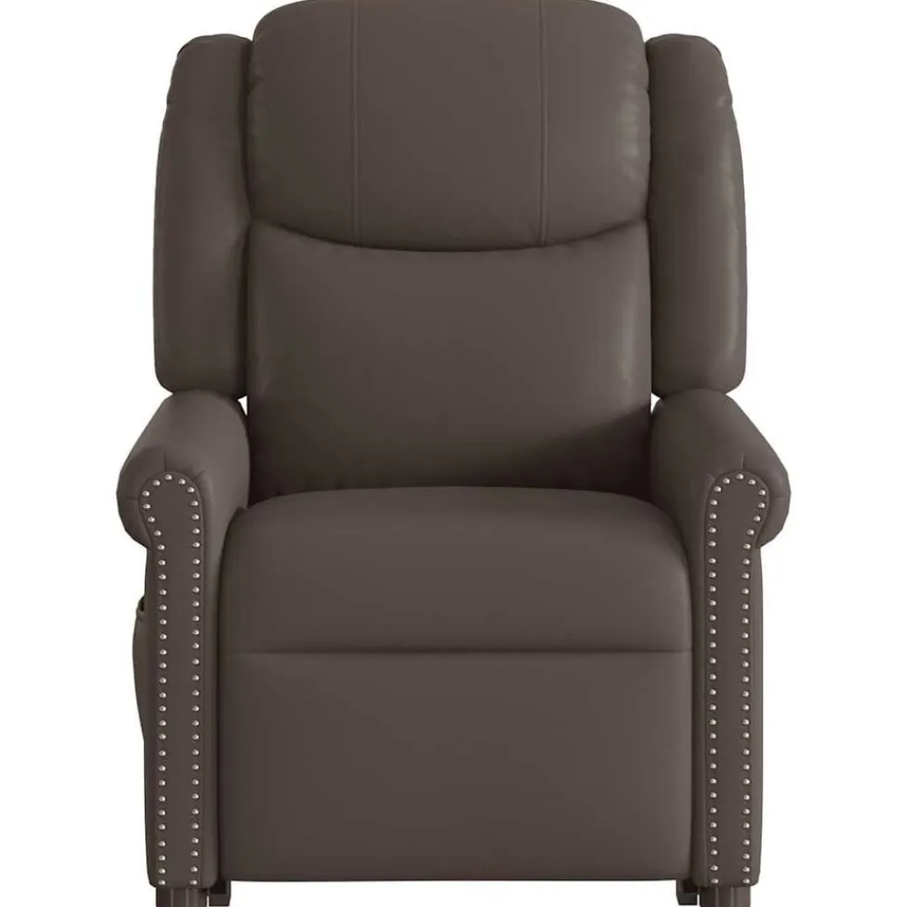 vidaXL Sillas-Sillón de masaje elevable eléctrico marrón brillante