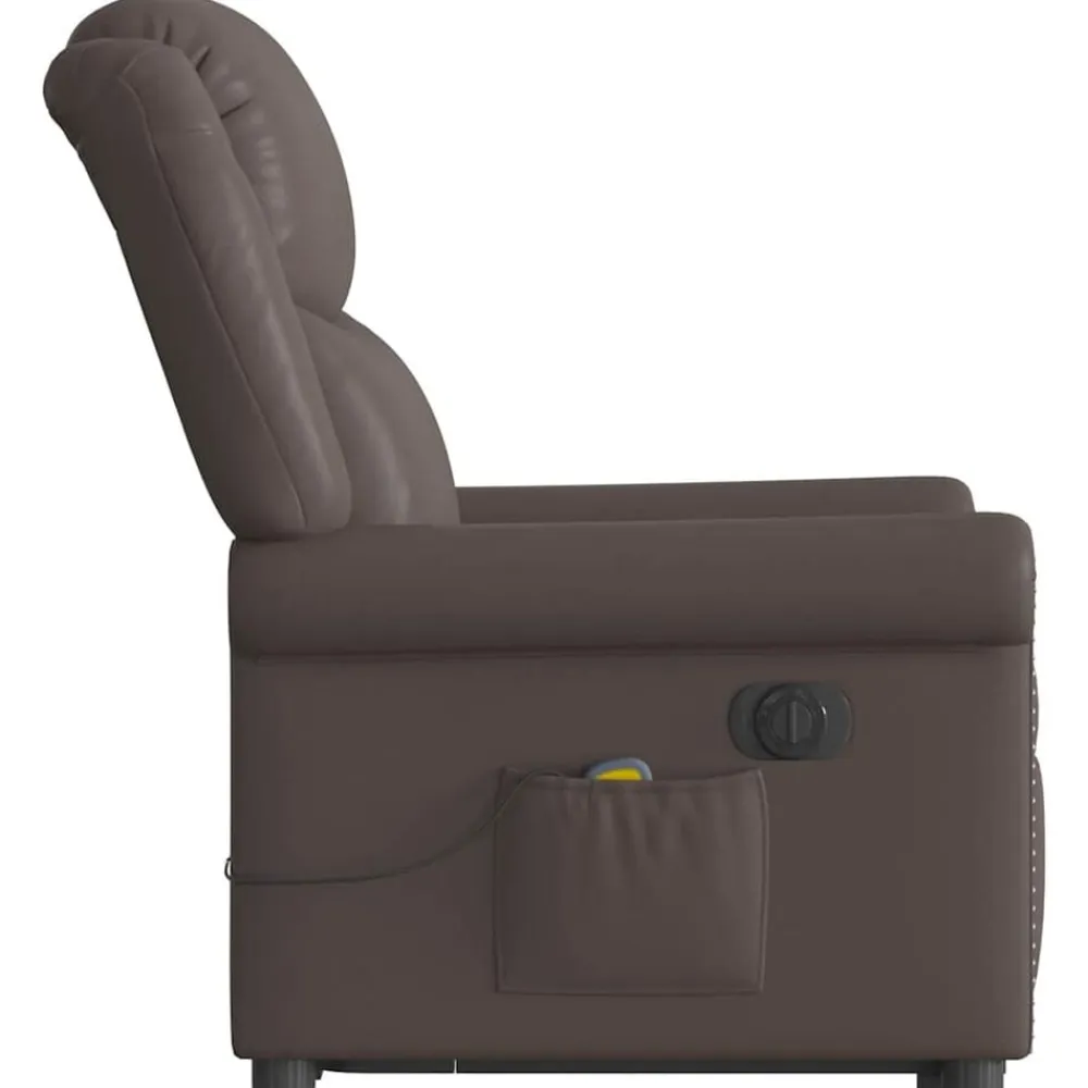 vidaXL Sillas-Sillón de masaje elevable eléctrico marrón brillante