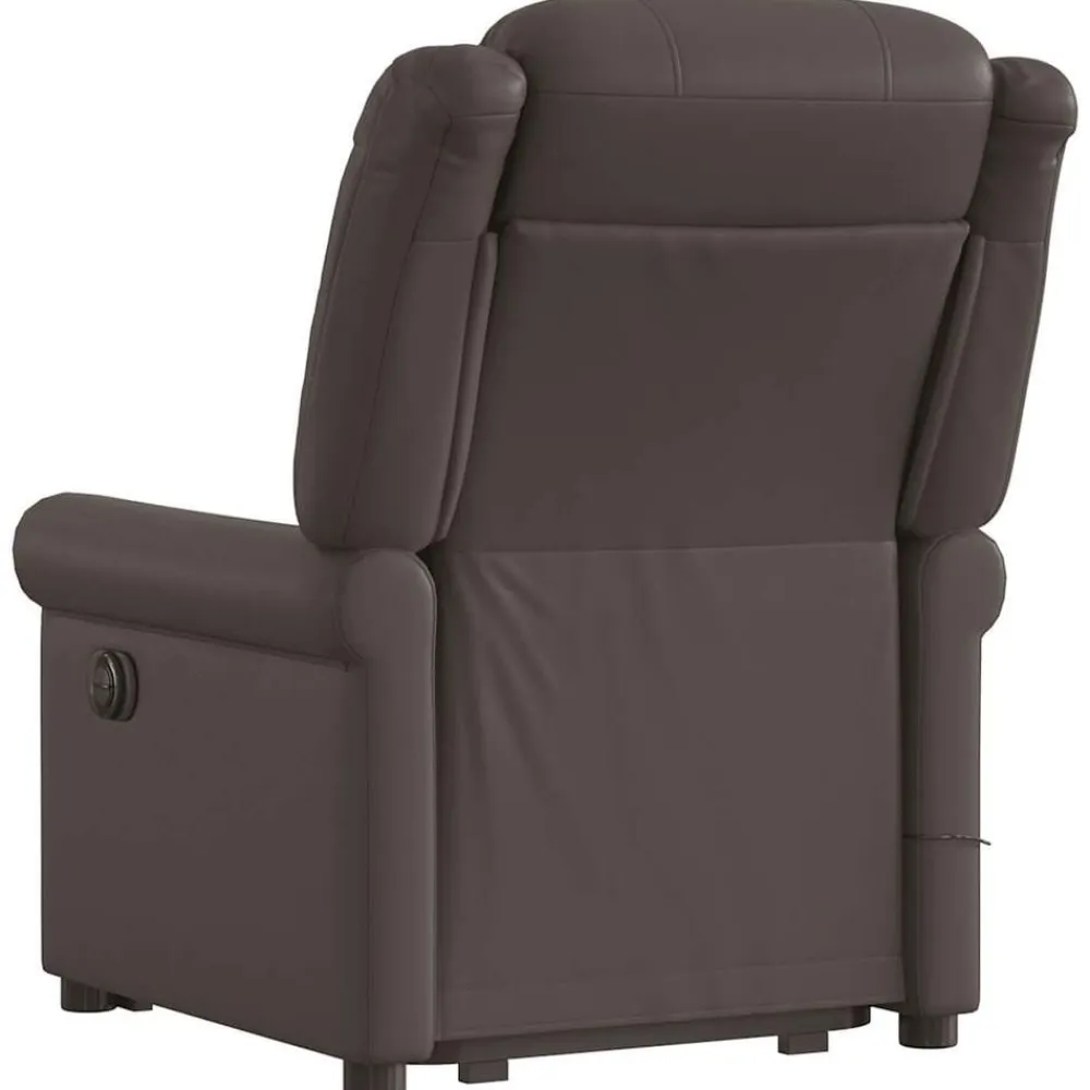 vidaXL Sillas-Sillón de masaje elevable eléctrico marrón brillante