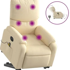 vidaXL Sillas-Sillón de masaje eléctrico reclinable elevable tela
