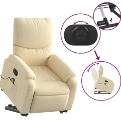 vidaXL Sillas-Sillón de masaje eléctrico reclinable elevable tela