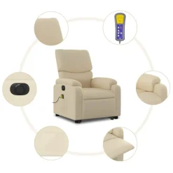 vidaXL Sillas-Sillón de masaje eléctrico reclinable elevable tela