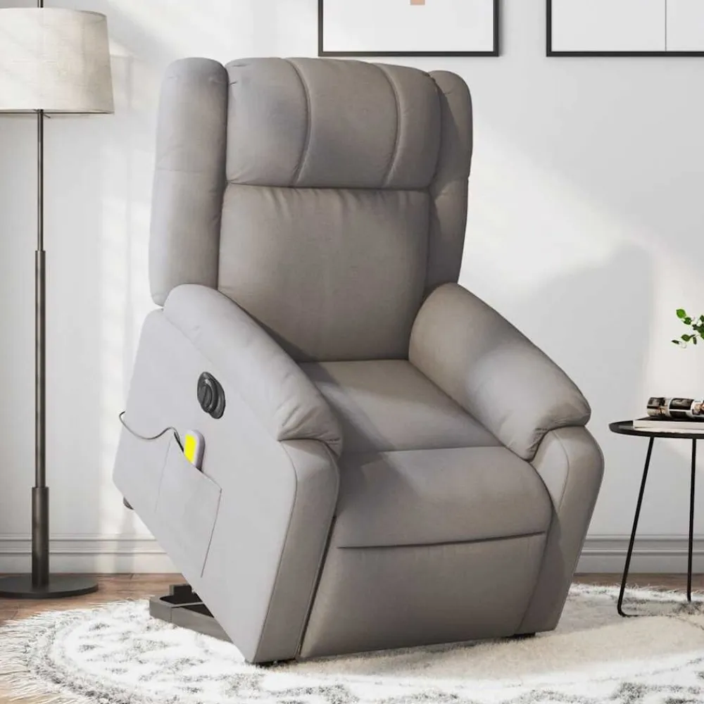 vidaXL Sillón de masaje eléctrico reclinable elevable tela Taupé Sale