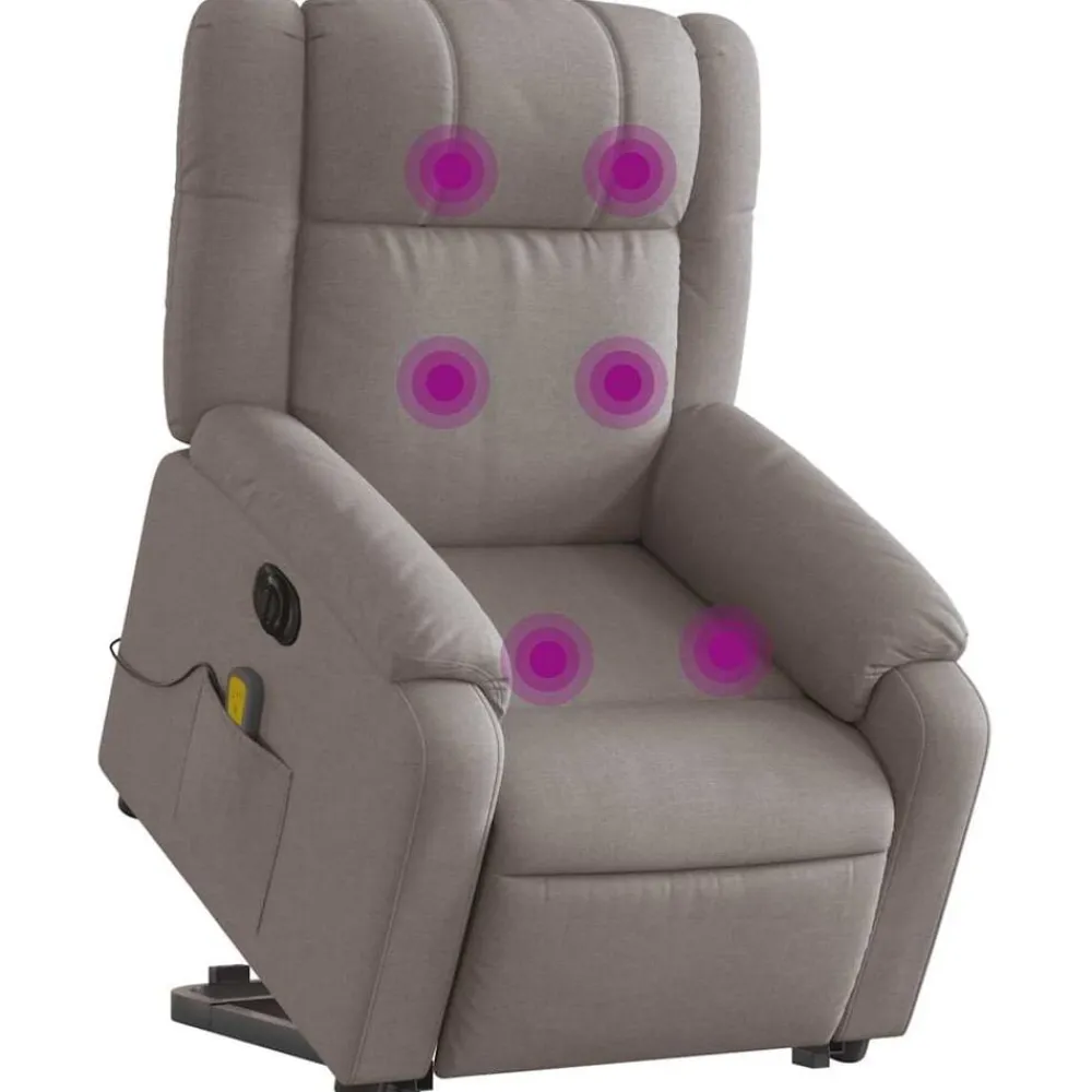 vidaXL Sillón de masaje eléctrico reclinable elevable tela Taupé Sale