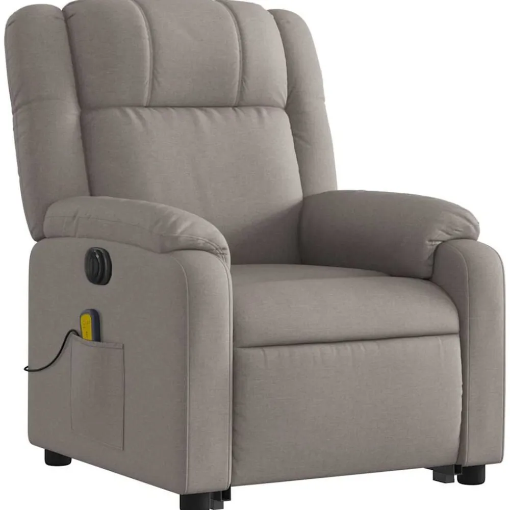 vidaXL Sillón de masaje eléctrico reclinable elevable tela Taupé Sale