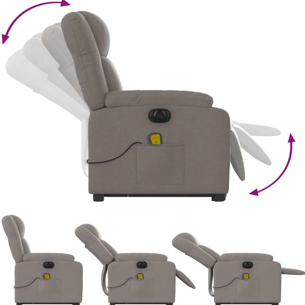 vidaXL Sillón de masaje eléctrico reclinable elevable tela Taupé Sale