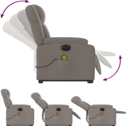 vidaXL Sillón de masaje eléctrico reclinable elevable tela Taupé Sale