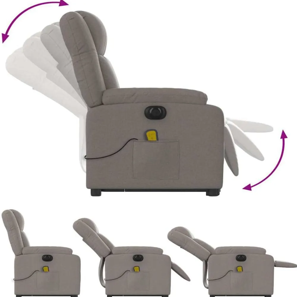 vidaXL Sillón de masaje eléctrico reclinable elevable tela Taupé Sale