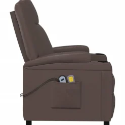 vidaXL Sillas-Sillón de masaje eléctrico cuero sintético marrón