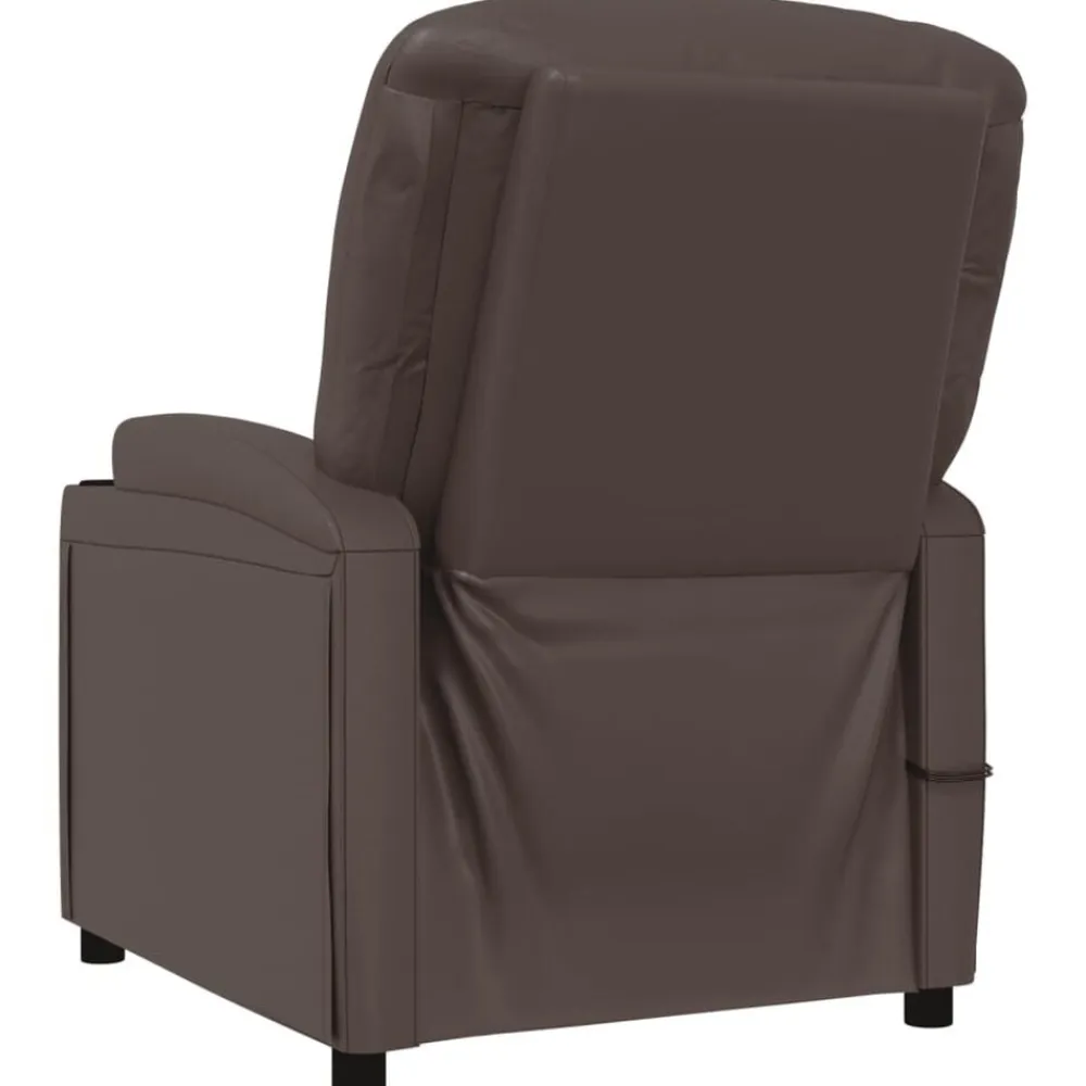 vidaXL Sillas-Sillón de masaje eléctrico cuero sintético marrón