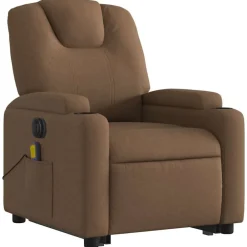 vidaXL Sillas-Sillón de masaje eléctrico reclinable elevable tela marrón