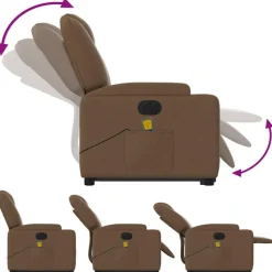 vidaXL Sillas-Sillón de masaje eléctrico reclinable elevable tela marrón
