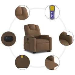vidaXL Sillas-Sillón de masaje eléctrico reclinable elevable tela marrón