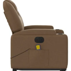 vidaXL Sillas-Sillón de masaje eléctrico reclinable elevable tela marrón