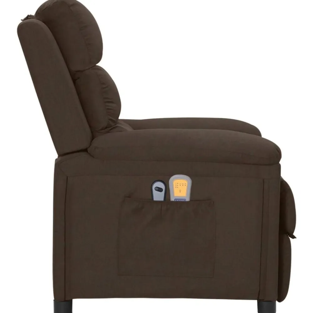 vidaXL Sillón de masaje eléctrico tela marrón oscuro Marrón oscuro Sale