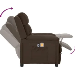 vidaXL Sillón de masaje eléctrico tela marrón oscuro Marrón oscuro Sale