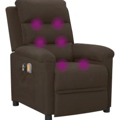vidaXL Sillón de masaje eléctrico tela marrón oscuro Marrón oscuro Sale