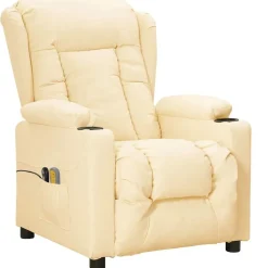 vidaXL Sillón de masaje eléctrico cuero sintético Crema Hot