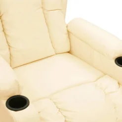 vidaXL Sillón de masaje eléctrico cuero sintético Crema Hot