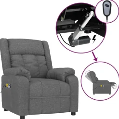 vidaXL Sillón de masaje eléctrico tela Gris oscuro Best