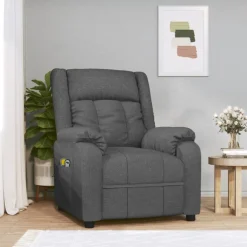 vidaXL Sillón de masaje eléctrico tela Gris oscuro Best