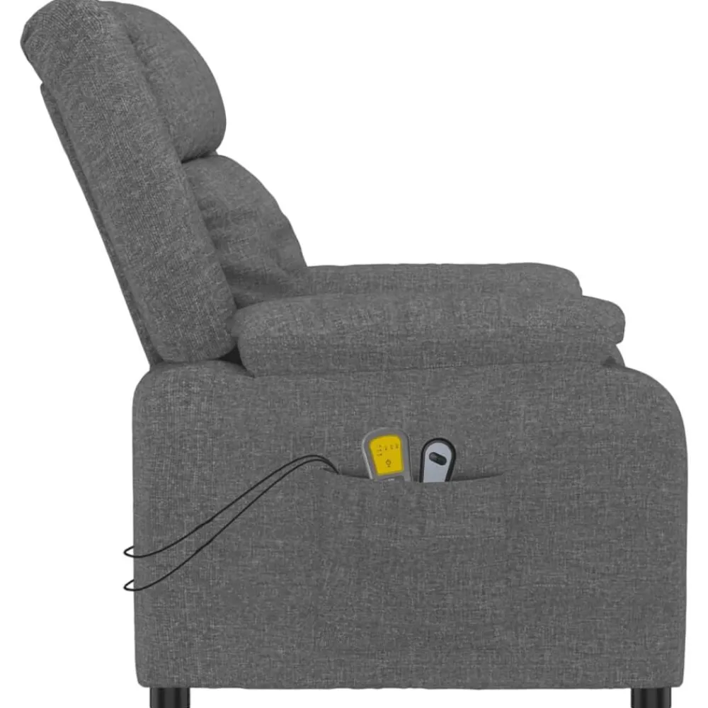 vidaXL Sillón de masaje eléctrico tela Gris oscuro Best