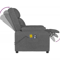vidaXL Sillón de masaje eléctrico tela Gris oscuro Best