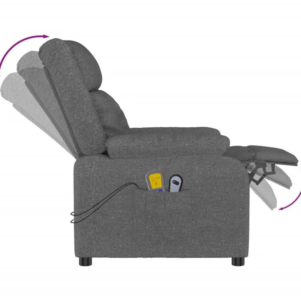 vidaXL Sillón de masaje eléctrico tela Gris oscuro Best