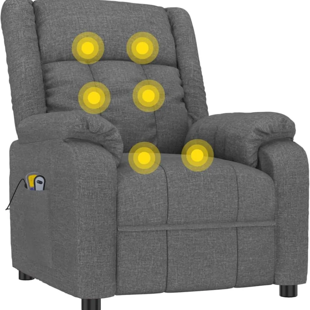 vidaXL Sillón de masaje eléctrico tela Gris oscuro Best