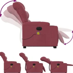 vidaXL Sillas-Sillón de masaje elevable eléctrico tela rojo tinto