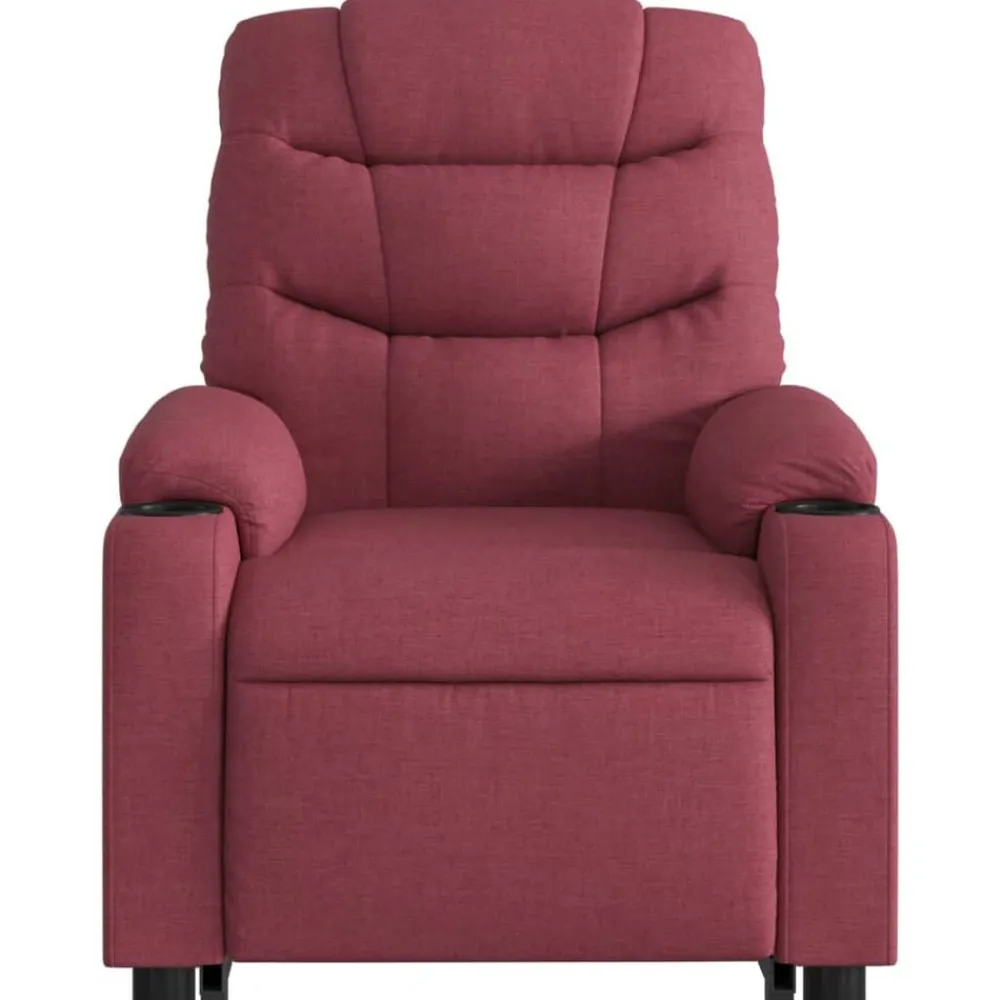 vidaXL Sillas-Sillón de masaje elevable eléctrico tela rojo tinto