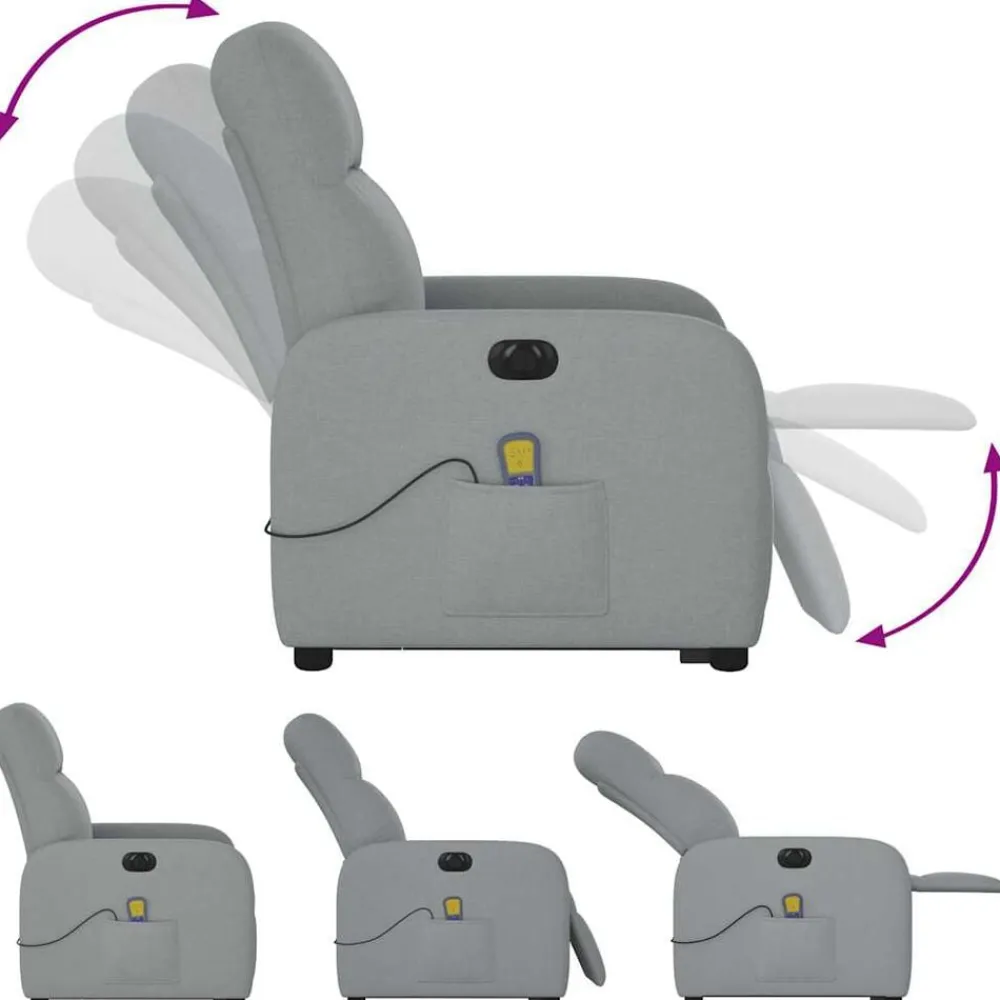 vidaXL Sillas-Sillón de masaje eléctrico reclinable elevable tela