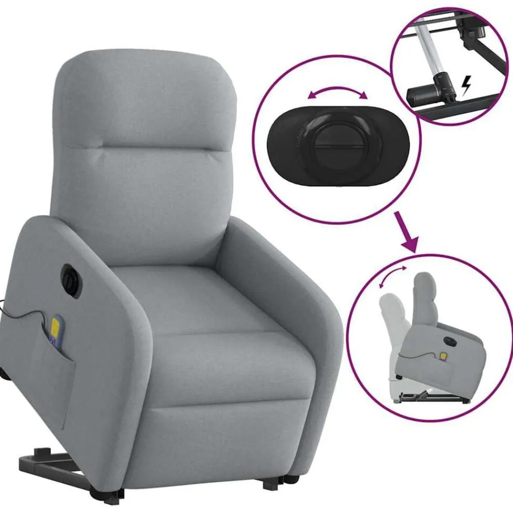 vidaXL Sillas-Sillón de masaje eléctrico reclinable elevable tela